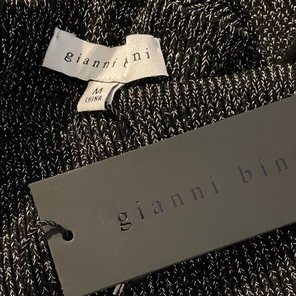 Gianni Bini Alston Black Silver Long Sleeve Sweater Mini Dress - Picture 3 of 5